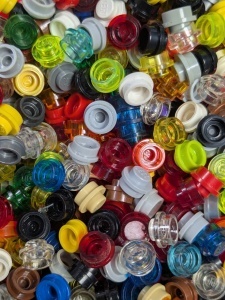 4073-A 100x platte plaat 1x1 rond, allerlei willekeurige kleuren gebruikt *1B206 - Img 2
