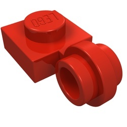 4081a-5G Platte plaat 1x1 met gesloten clip (DUNNE ring) rood gebruikt *1B314