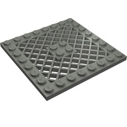 4151-85G Platte plaat 8x8 met rooster ZONDER gat in midden grijs, donker (blauwachtig) gebruikt *3D0000