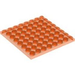 41539-18G Platte plaat 8x8 transparant neonoranje gebruikt *1A048