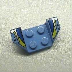 41854pb12-42G Plaat 2x4 met spatbord verhoogde vleugels met zwarte, blauwe, zilveren en gele strepen blauw, midden gebruikt *5S057