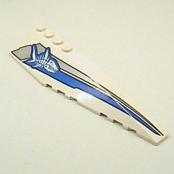 42060pb02-1 Steen, wig 12x3 rechts met haai en blauwe/zilveren strepen wit NIEUW *5D000