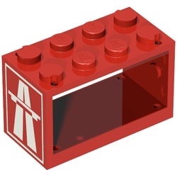4209p05-5G Slangenrolhouder zonder drum 2x4x2 met snelweg patroon rood gebruikt *1F007