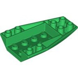 43713-6G Wig OMGEKEERD 6x4 gebogen steen 2x2 nopgaten groen gebruikt *1D012