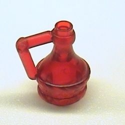 4429-17G Grote fles met handvat transparant rood gebruikt *1E017