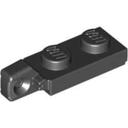 44301-11G Scharnierplaat 1x2- 1 vinger aan einde zwart gebruikt *1B332