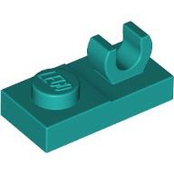 44861-39 Platte plaat 1x2 met clip OP plaat turquoise, donker NIEUW *1B290