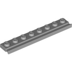 4510-86G Platte plaat 1x8 met deurrail/dakgoot grijs, licht (blauwachtig) gebruikt *6L3