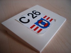 4515pb002-1G Dakpan 10 graden 6x8 C26 reddingsbrigade (Sticker) wit gebruikt *5R000