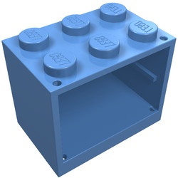4532a-42G Kastje klein 2x3x2 DICHTE noppen (zie 4533 voor deur) blauw, midden gebruikt *5K000