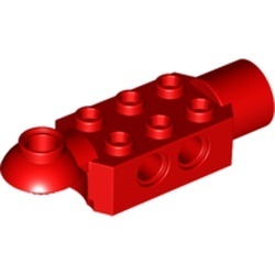 47454-5G Technic, steen 2x3 met pingaten en rotatie ball half horizontaal en rotatie socket rood gebruikt *