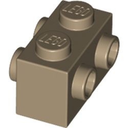 52107-69 Steen 1x2 noppen 2 zijden crème,donker NIEUW *1B038