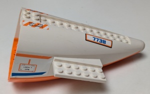 54701c03pb01-1G Vliegtuig staartdeel met oranje bodem een 7738 op beide zijdes (Stickers) PAKKETPOST wit gebruikt *