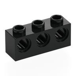 5565-11 Technic, steen 1x3 met 3 gaten zwart NIEUW *