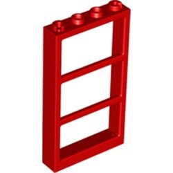 57894-5G Raam 1x4x6 Frame geen ruit 3 vakken rood gebruikt *1C040
