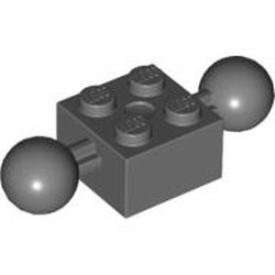 57908-85G Steen 2x2 met 2 ballen grijs, donker (blauwachtig) gebruikt *