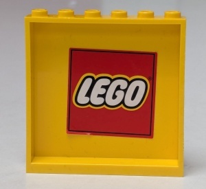 59349pb017-3G Paneel 1x6x5 met LEGO Logo (Sticker) - Set 7939 geel gebruikt *5P0000