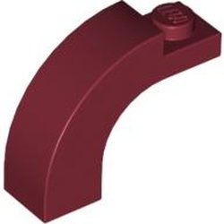 6005-59 Steen, boog 1x3x2 boven rond 1 nop bovenop rood, donker NIEUW *1B069