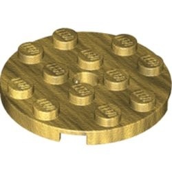 60474-115 Platte plaat 4x4 rond goud, parel NIEUW *5K000