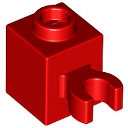 60475-5 Steen 1x1 met clip verticaal (open OF dichte nop) rood NIEUW *1B031
