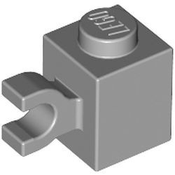 60476-86G Steen 1x1 met clip HORIZONTAAL grijs, licht (blauwachtig) gebruikt *1L031