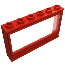 604c01-5G Raam 1x6x3 Panorama- KLASSIEK met glas rood gebruikt *1C033