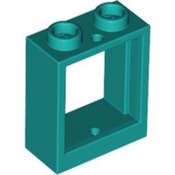 60592-39 Raam 1x2x2- vlak (NIEUWE stijl) ZONDER GLAS turquoise, donker NIEUW *1B277