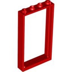 60596-5G Deurpost /raamframe 1x4x6 (2 gaatjes bovenin) rood gebruikt *1C042