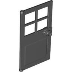 60623-11 Deur 1x4x6 met 4 raampjes, deurknop voor in frame zwart NIEUW *1B276