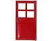 60623-5 Deur 1x4x6 met 4 raampjes, deurknop voor in frame rood NIEUW *1B276 - Img 2