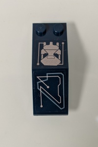 6070pb002R-63G Ruit 5x2x 1 2/3 gebogen met computer patroon, rechts (Sticker) blauw, donker gebruikt *5S007