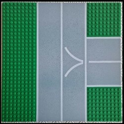 608px1-6G Wegenplaat 32x32, 9 noppen zijkant, T-splitsing met V-patroon groen gebruikt *3K000