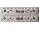 6111pb016-1 Steen 1x10 KALENDER:"March" andere kant "April" wit NIEUW *0K0000