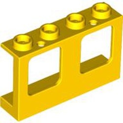 61345-3 Raam 1x4x2 paneel- 2 gaatjes onderin- glas:60601 (2 nodig) geel NIEUW *1B280