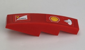 61678pb070L-5G Dakpan gebogen 1x4 met Shell, ferrari en Scuderia logo's LINKS (Sticker) rood gebruikt *5R000