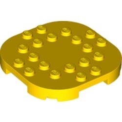 66789-3 Platte plaat 6x6 met afgeronde hoeken en 4 voetjes geel NIEUW *1L0000