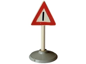 747p01c01-1 CLASSIC Verkeersbord- Waarschuwingsteken dikke voet wit gebruikt *0L0000