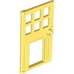 79730-103 Deur 1x4x6 met 6 raamjes en katteluik geel, lichthelder NIEUW *1L234