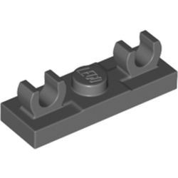 79987-85 Platte plaat 1x3 met twee clips OP plaat grijs, donker (blauwachtig) NIEUW *1B292