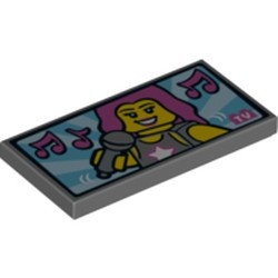 87079pb0213-85 Tegel 2x4 Popster en microfoon grijs, donker (blauwachtig) NIEUW *0K000