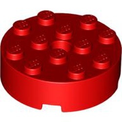 87081-5 Steen, rond 4x4 zonder gaten zijkant rood NIEUW *5D000