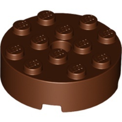 87081-88G Steen, rond 4x4 zonder gaten zijkant bruin, roodachtig gebruikt *1R018