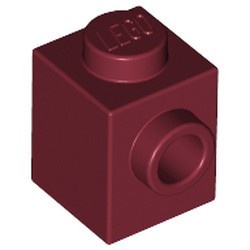 87087-59 Steen 1x1 noppen 1 zijde rood, donker NIEUW *1B034