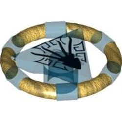 87748pb04-14 Ring met driehoek in het midden, inktvis patroon (Atlantis Treasure Key) transparant donkerblauw NIEUW *0L015