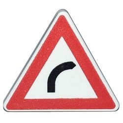 892pb005-1G Verkeersbord- driehoek met clip, bocht wit gebruikt *1E009