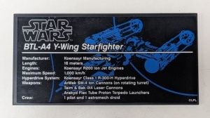 90498pb25-11G Tegel 8x16 met Star Wars BTL-A4 Y-Wing Starfighter patroon (Sticker) zwart gebruikt *5T12-01