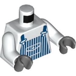 973pb0009c02-1 Torso, gestreepte overall met witte armen en donkergrijze handen wit NIEUW *0B0000