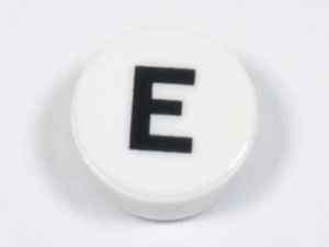 98138pb215 Tegel 1x1 rond letter E wit NIEUW *0L0000