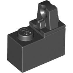 989-11G Scharniersteen 1x2 vinger BOVENOP zwart gebruikt *1L0000