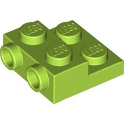 99206-34 Platte plaat 2x2x2/3 met 2 noppen zijkant (of variant 4304) lime NIEUW *1B327